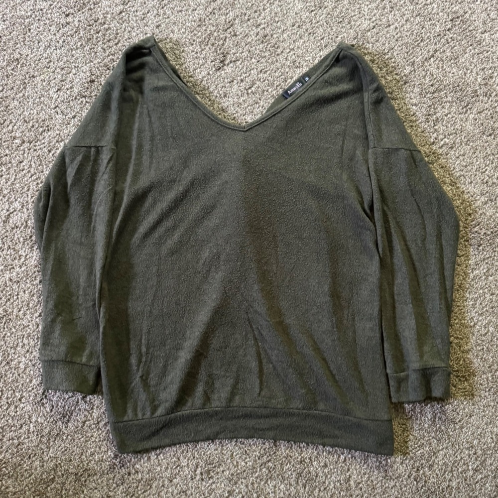 Amaryllis Womens Olive Green Twist Front Reversible Knit Top Size M